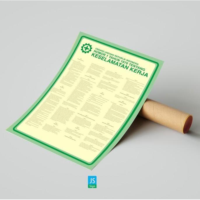 Poster Safety K3 Keselamatan Kerja UU no.1 tahun 1970 Ukuran A2