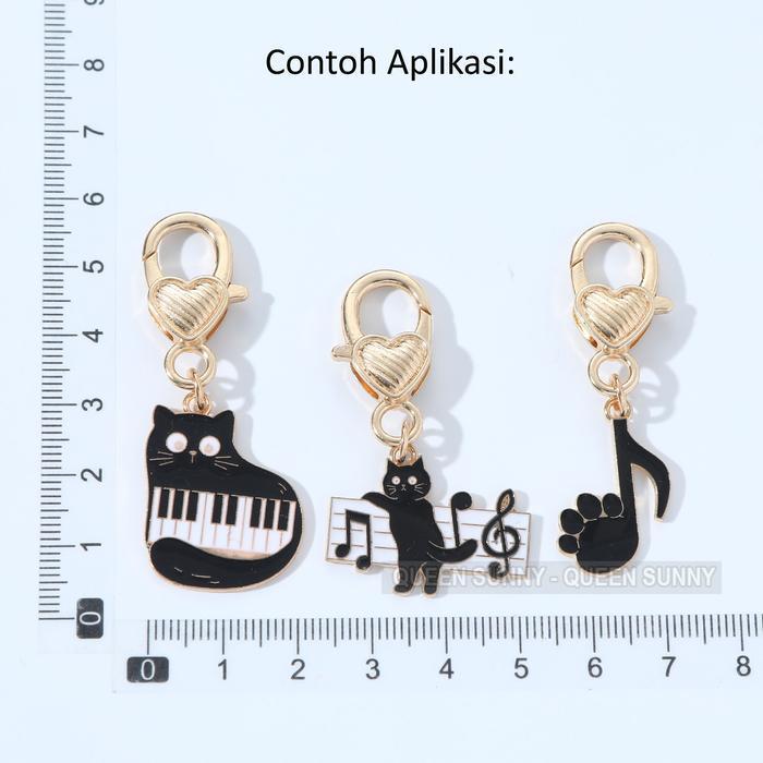 (Terbaru) 1Pc Charm Enamel Musik Kucing Lucu & Not Balok Melodi Kunci G Liontin Bandul Korea Pendant