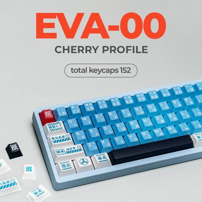 TERMURAH - EVA-00 Evangelion PBT Dye Sub Keycaps Set