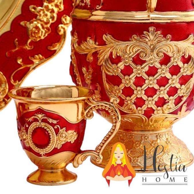 HOME PRO Turkish Kettle Teko Arab Aladin Set Cangkir Teh Nampan Emas SUM