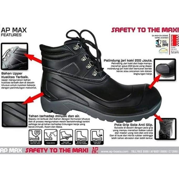 Scbk- Sepatu Ap Boots Safety Max Size 39-43 - Ap Boots Safety Max - Ap Safety Steel Toe Max