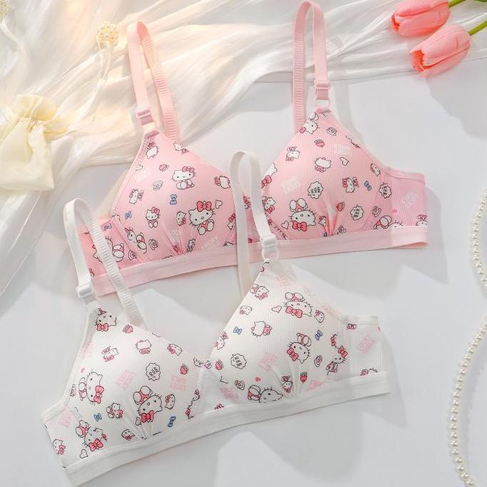 Bra Set Dengan Celana Dalam Tanpa Kawat Busa Tipis Bh Remaja Pelajar Wanita Fashion Motif Karakter I