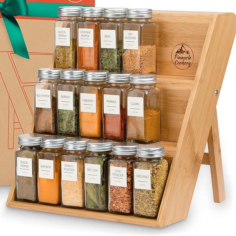 Rak Bumbu 3 Tingkat Kayu Jati Belanda / Rak Dapur Minimalis Natural / Rak Stoples Minimalis Estetik