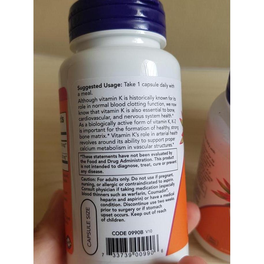 Vitafix- Now Vitamin K2 100 Mcg 100 Veg Cap Now Foods Vitamin K-2
