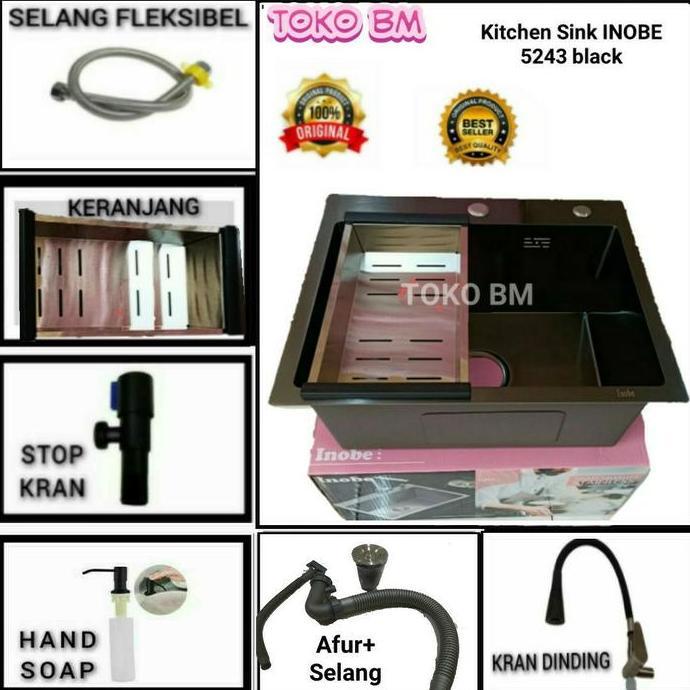 Washyt- Kitchen Sink Jkm 5243 Hitam Doff/Sink Jkm 5243 Black Stainless Sus 304