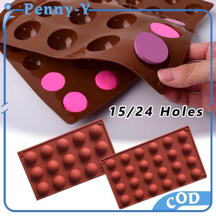 SOORIM 15/24 Slot Cetakan Coklat Bulat Cetakan Silicone Coklat Setengah Bola Chocolate Cetakan Cetak