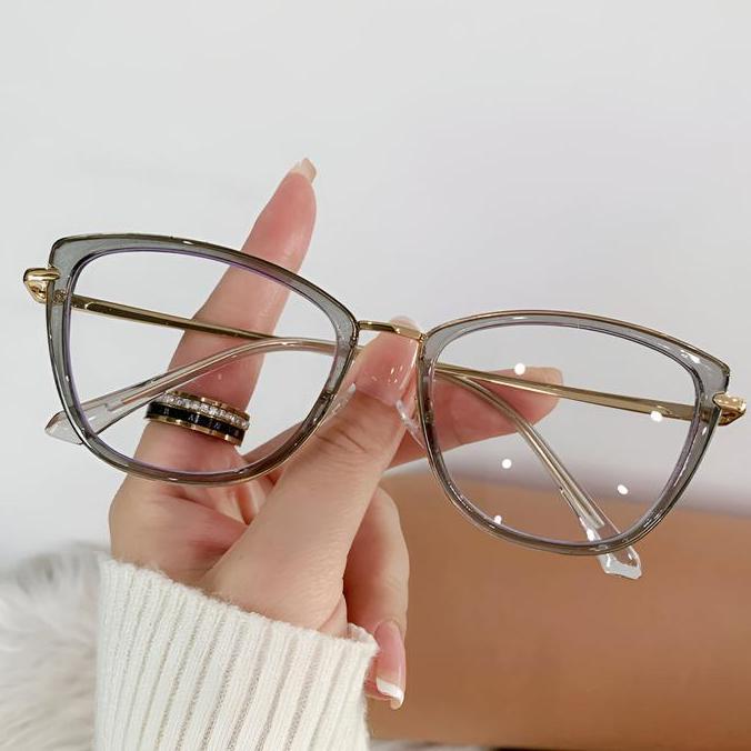 promo kacamata Photocromic Wanita Terbaru Free Box&Lap Abu,Frame titanium Lensa Eyewear Glasses leop