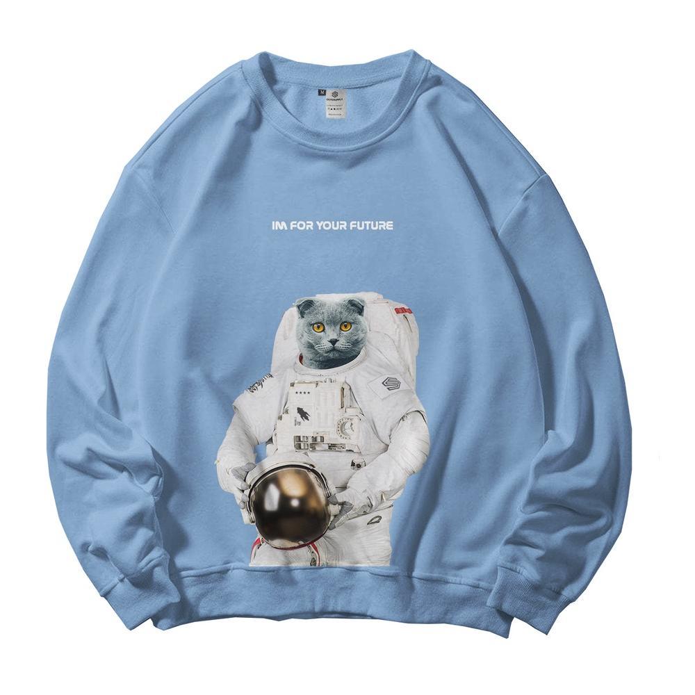 NEW OOTDSUPPLY Crewneck Catstronot Baby Blue | Sweater Pria & Wanita CN030 [terbaik][terlaris]