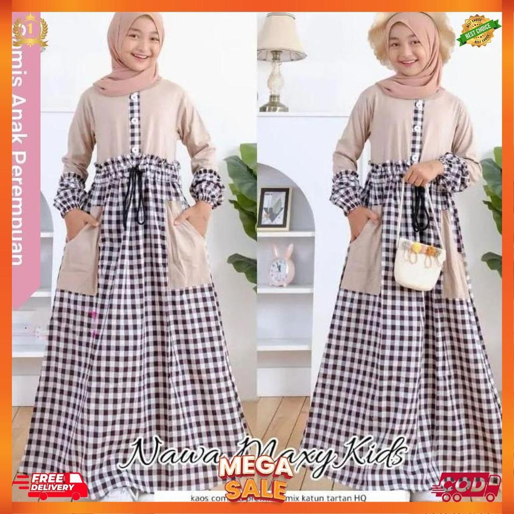 Terbaru  Nawa Maxy Kids / Baju Syari Anak Perempuan Terbaru 2022 / Gamis Terbaru 2022 Modern Lebaran