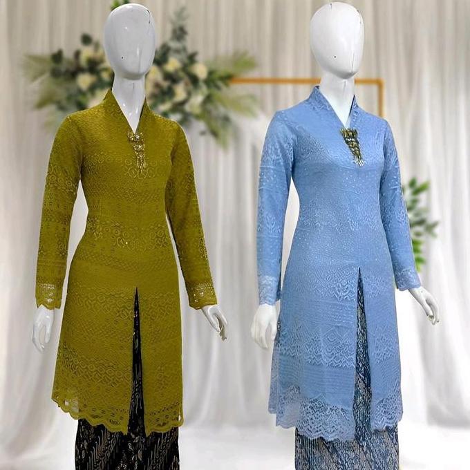 LA1 >> Atasan Kebaya Tunik Brokat Modern Kebaya Busui Brukat Malika Baju Kondangan Jumbo Ld 120cm Wa