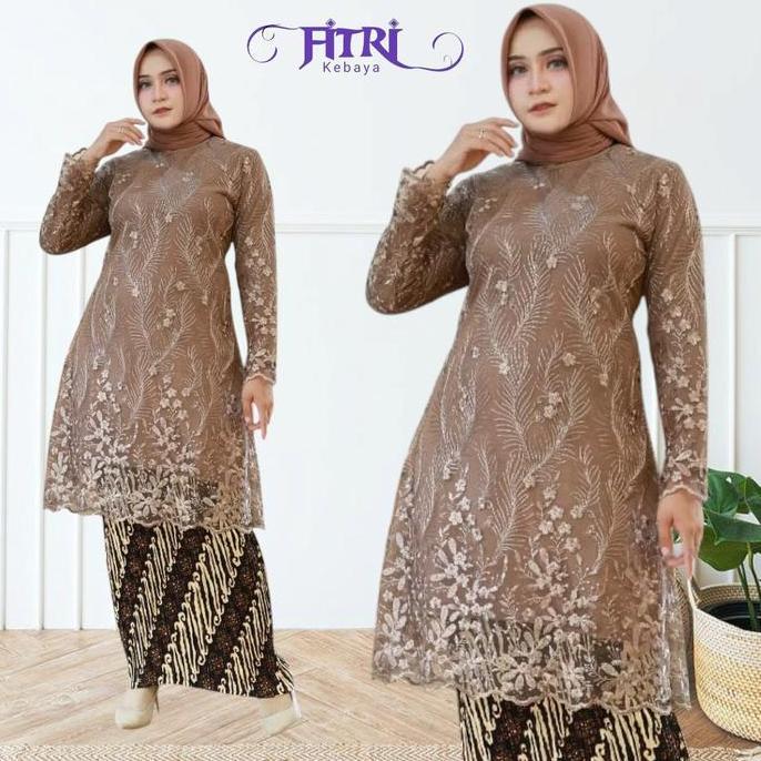 AI121 ~ Setelan Kebaya Tunik Kurung Brokat Tile Modern Elegan Atasan Dress Baju Kebaya Wanita Kondan