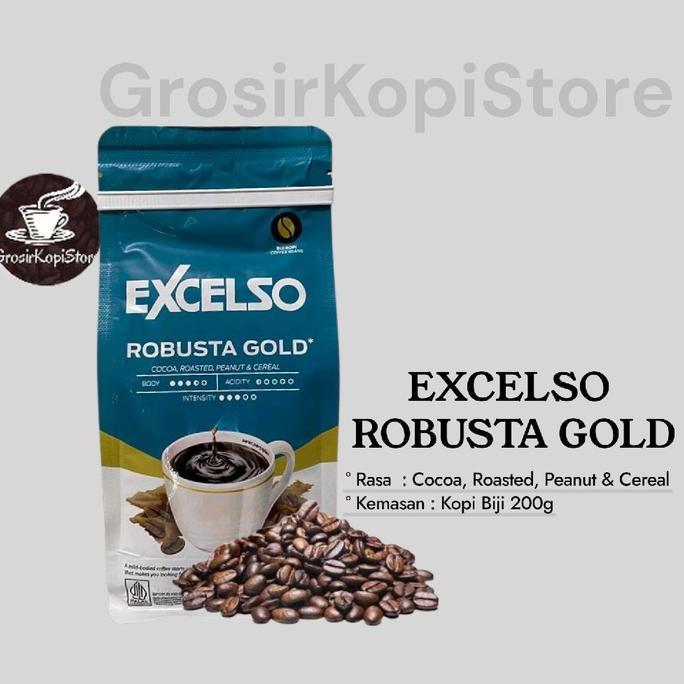 kopi biji Robusta | kopi biji Excelso Robusta gold 200g- Coffee Bean Excelso Robusta
