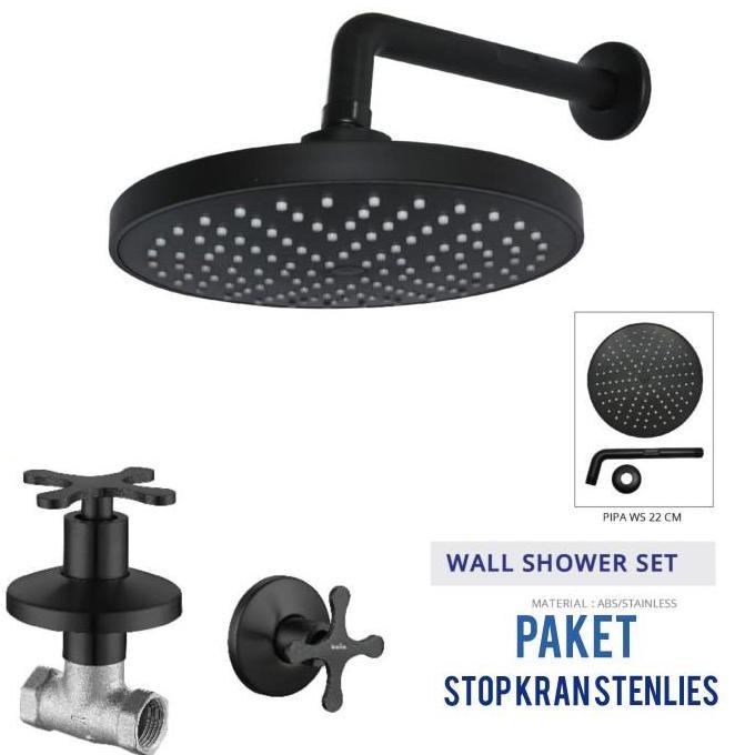 Wall shower paket stop kran dingin/shower tanam/stop kran tanam