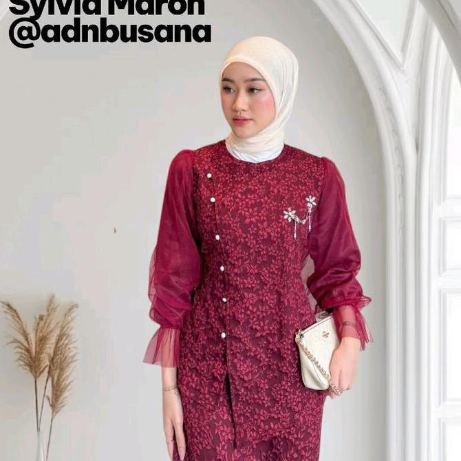 Promo Sylvia - Setelan Rok By Adnbusana | One Set Wanita Kekinian | Setelan Melayu | Baju Kondangan 