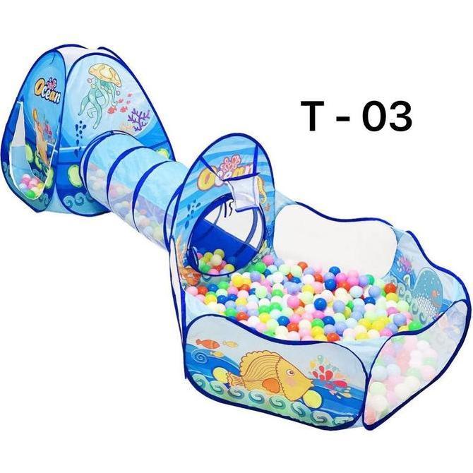 GROSIR MAINAN TENDA ANAK TEROWONGAN 4 IN 1 + KOLAM + RING BASKET MAINAN KERANJANG MANDI BOLA ANAK Se