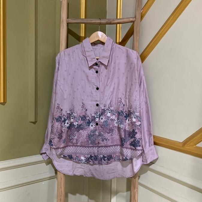 Iyakirim- Lea Blouse Rayon Motif Lengan Panjang Kemeja Wanita Atasan Wanita By Saswear