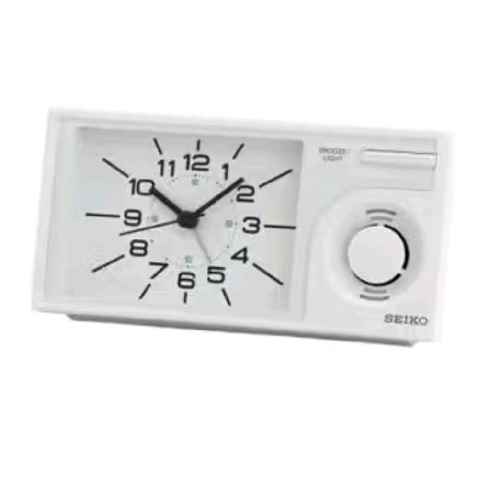 Seiko Jam Meja Clock Beker Weker QHP004W QHP004 W Putih Alarm Bunyi Bel