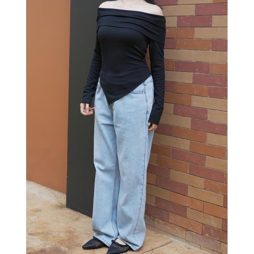 Iyakirim- T-Shirt Off Shoulder Long Sleeve Asymmetrical1798 (S/M/L)