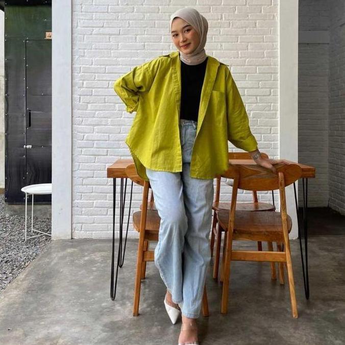 Iyakirim- Olivia Shirt [Part 1] Kemeja Oversize Wanita Linen - Baju Outfit Cewek Oversized Shirt Poc