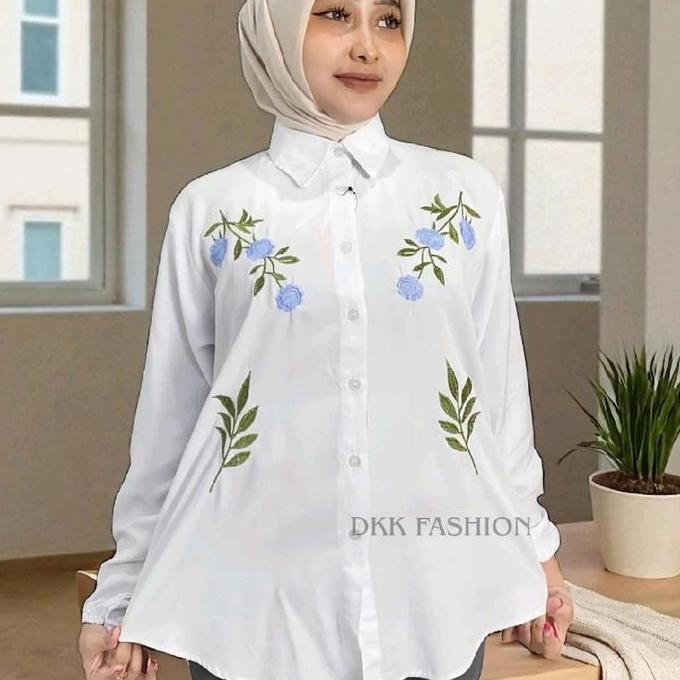 Iyakirim- Kemeja Blouse Vina Bordir Rayon Twill Ld 110 Dan Ld 120