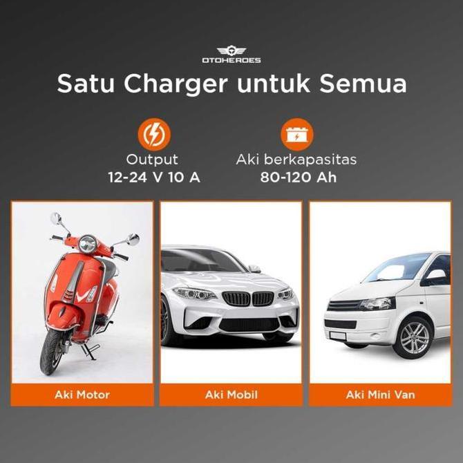 RETEKNO Charger Aki Accu Mobil Motor Taffware Lead Acid 12-24V 10A 80-120Ah