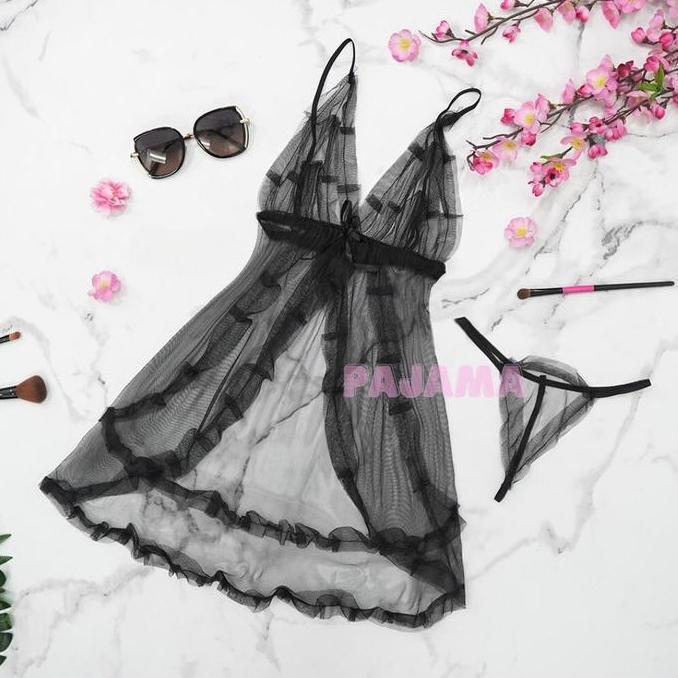 MD82 ~ [Poison PSG] Dress Piyama Set Baju Tidur Wanita naylon  1030