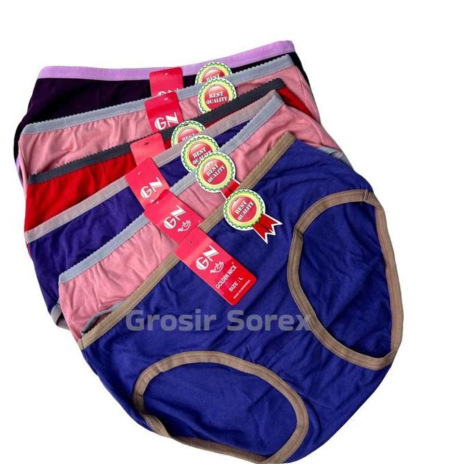 AI45 ~ 6Pcs Cd Golden Nick Celana Dalam Wanita Cewek Bahan Katun Model Mini Motif Polos