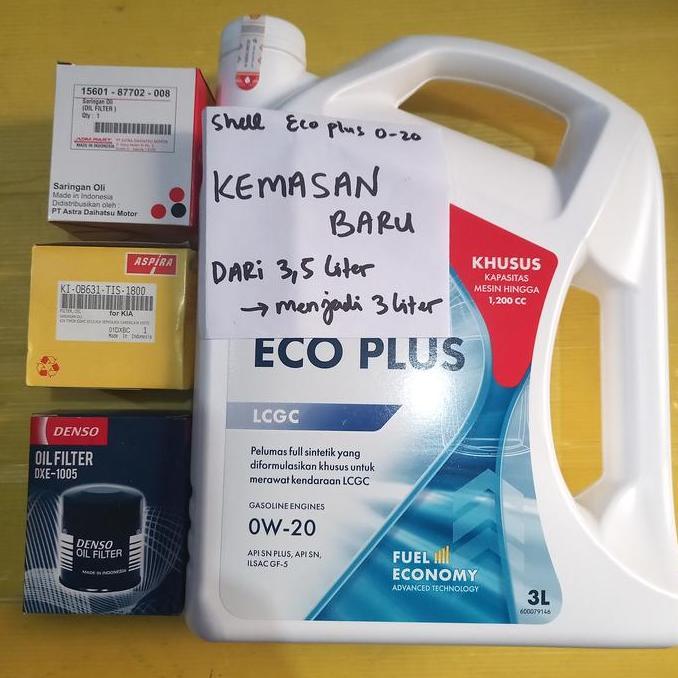 Olinol- Paket Ganti Oli Shell Eco 0W-20 +Oli Filter