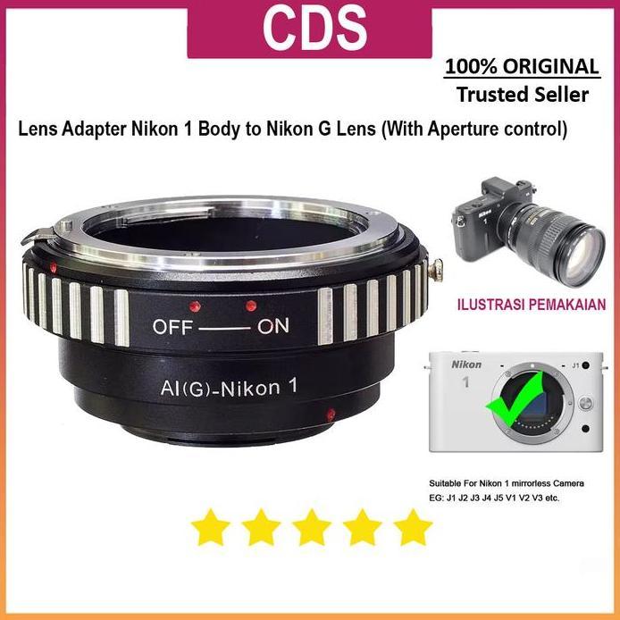 No Brand LENS Adapter Compatible for Nikon G Lens to Nikon 1 Body J1/J3/J5/V1/V3 with Aperture Diafr