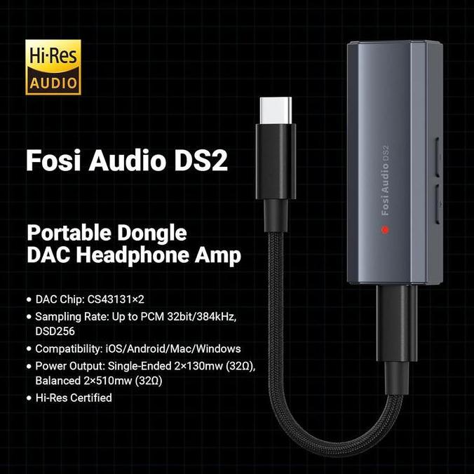 HARGA DISC - Fosi Audio DS2 2024 Dual Cirrus Logic CS43131 USB DAC Headphone Amplifier