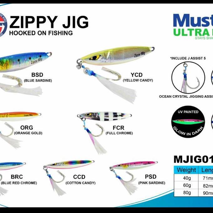 Fishx- Umpan Metal Jig Mustad Zippy Jig 40 60 80 Gram