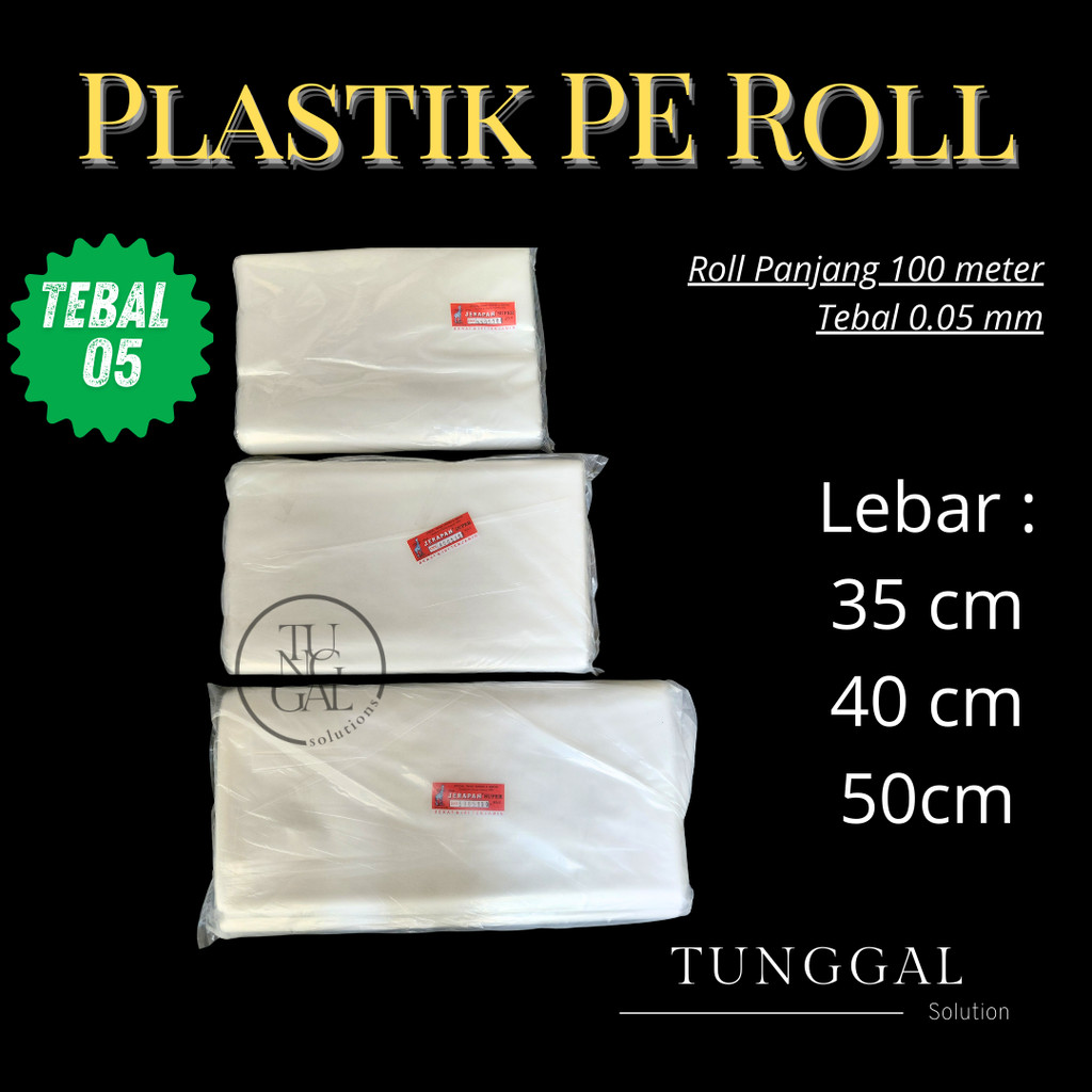 Plastik PE Roll - panjang 100 meter, tebal 0.05 mm. plastik ikan hidup, ikan segar, plastik makanan,