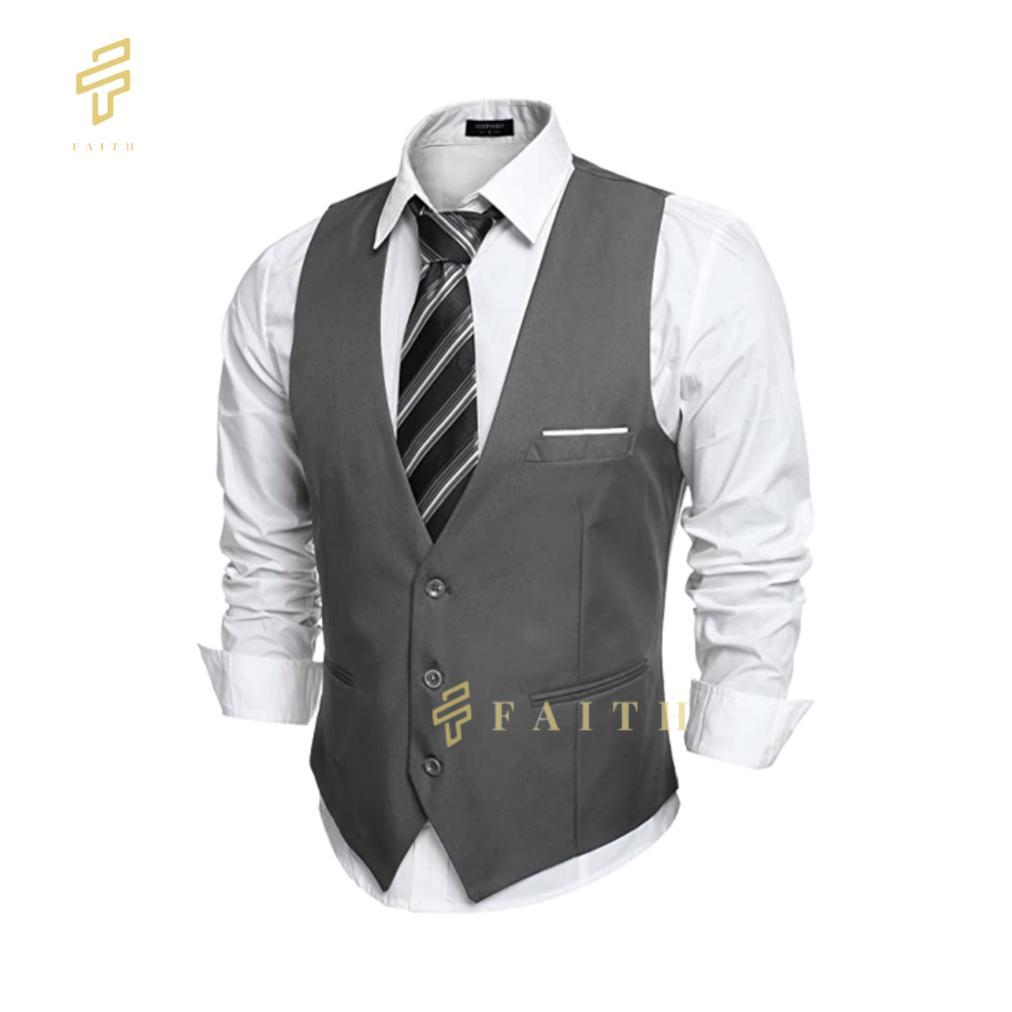 TERLARIS Faith - Rompi Jas Dewasa Warna Abu Tua Rompi Jas Pria Dewasa Vest Pria Rompi Pria