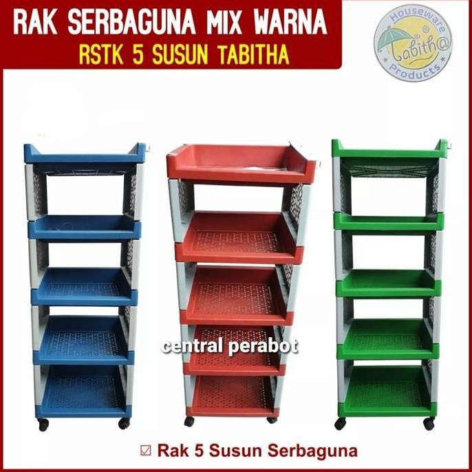 RAK PLASTIK SERBAGUNA 5 SUSUN + RODA TABITHA RSTK 5 SUSUN RAK SALON