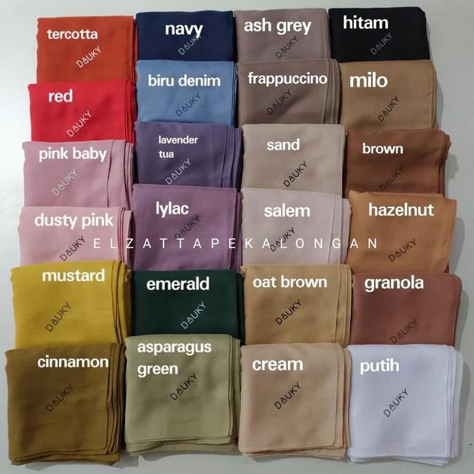 Xkxk- Dauky Fashion Scarf Segiempat Polos Plain Square Dauky