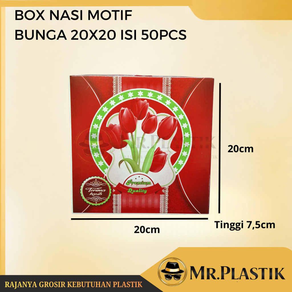 Dus | Box | Kotak Nasi Kue Makanan Uk 20x20 Motif Bunga 20 x 20