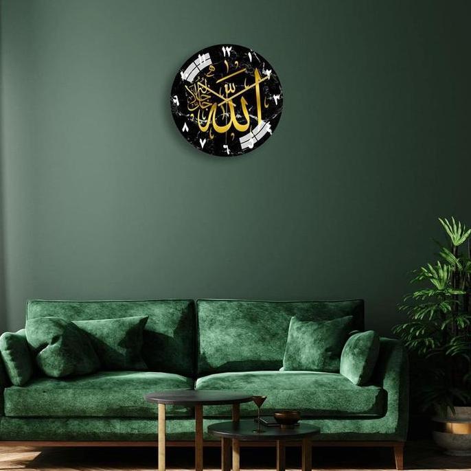 Promo Jam Dinding Islami Kaligrafi Arab Acrylic Silent Movement Clock 30Cm Cod