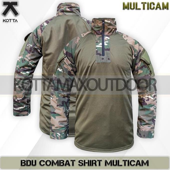 Satu Set Setelan Baju Kaos BDU Tactical Combat Celana PDL Panjang Cargo Loreng Kamuflase Multicam US