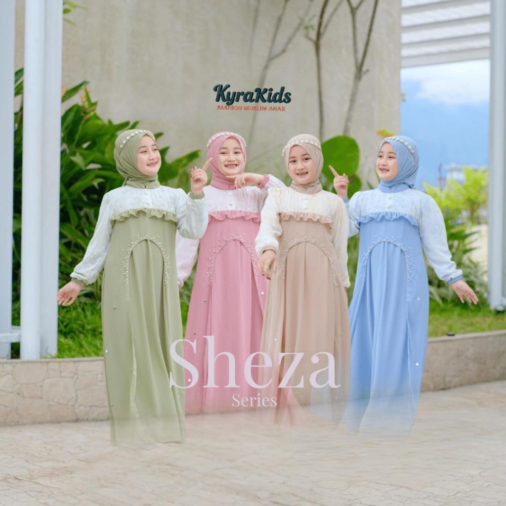 Kyra Kids Sheza Series | Gamis Anak Prempuan SyarI 4-12 Tahun Set Pashmina Instan Bahan Babydoll Arm