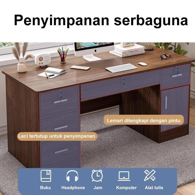 TERBARU - Meja Komputer Desktop Single Model Modern Minimalis - Set Lengkap Meja Kursi Kantor Rumah 