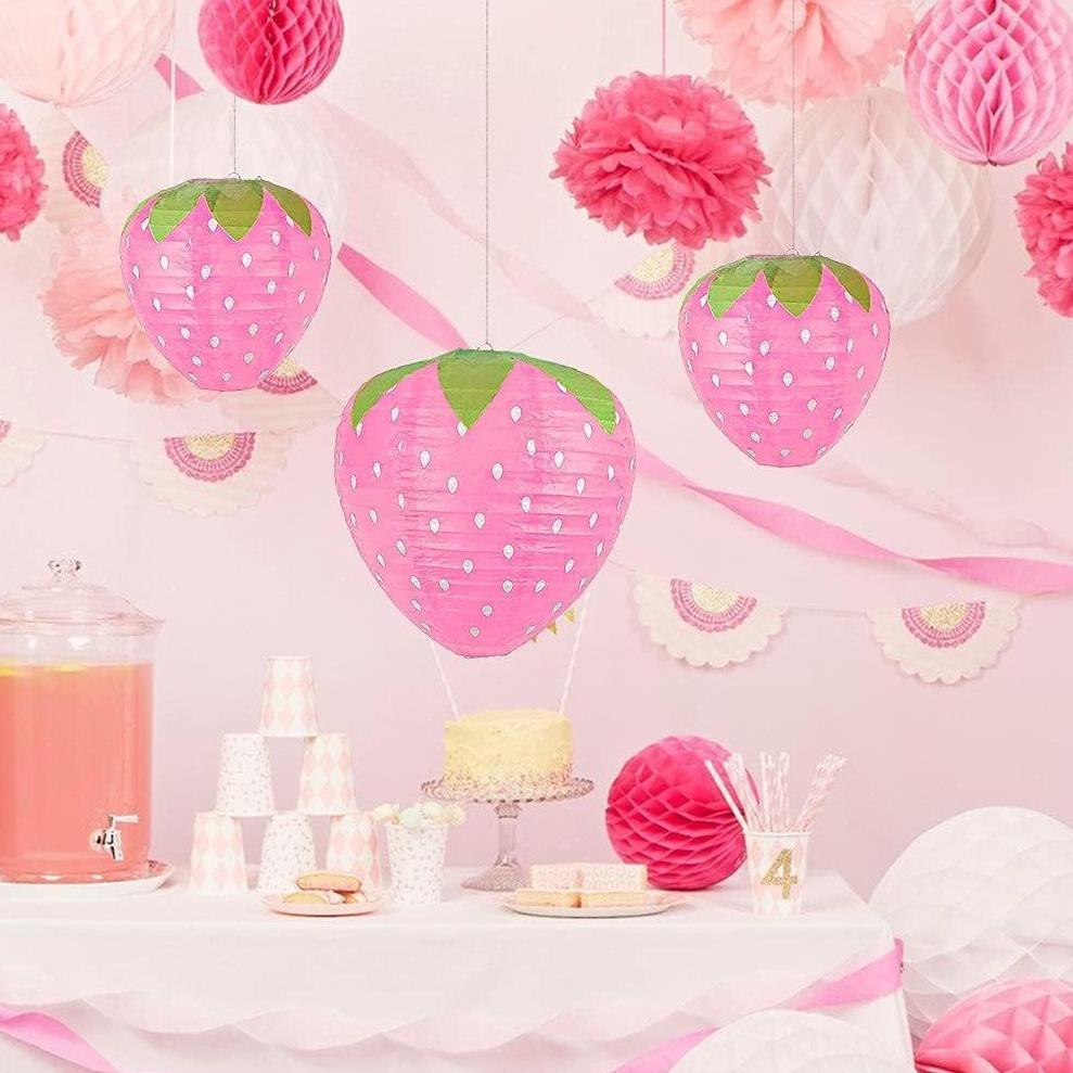 Lampion Pesta Lampion Imlek Lampion Pesta Kertas Dekorasi  Stroberi  Lampion  Lampion Bulat Dekorasi