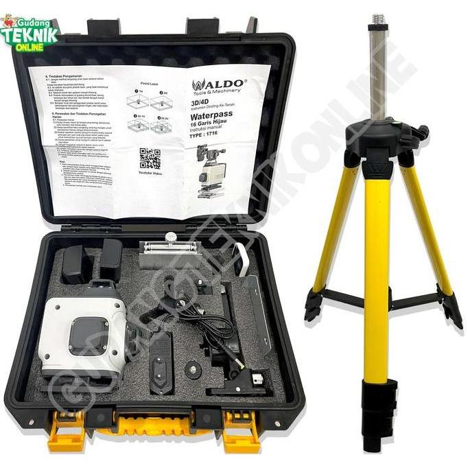 CARDIENAL Waterpass Laser 16 Line CORDLESS ALDO 1716 STAND TRIPOD / Waterpas Garis Laser BATERAI Lev