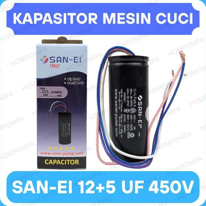 LOPHEZONE KAPASITOR MESIN CUCI 12+5 UF SANEI ORIGINAL - CAPACITOR MESIN CUCI 2 TABUNG 5 UF + 12 UF 4