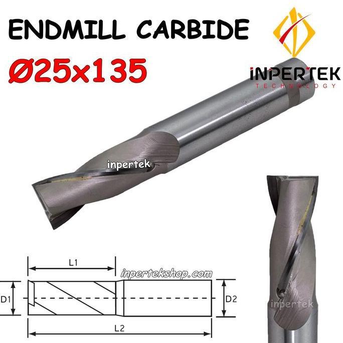 LOPHEZONE Endmill 25X135 TCT Endmill Carbide 25mm End Mill 25 Pisau Milling 25
