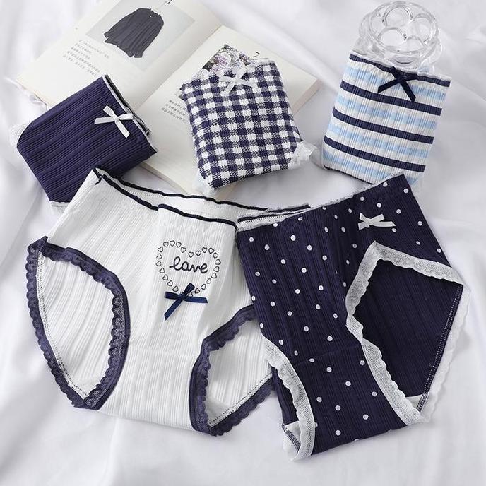 CARDIENAL PEACHIE | CD2145 CD Celana Dalam Navy Motif Pita Fashion Polos Wanita Cewek Lucu Putih