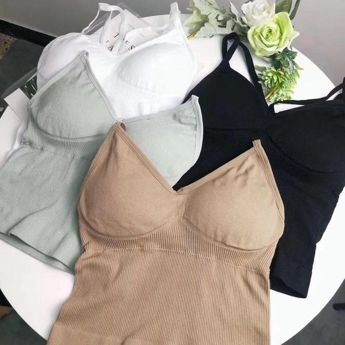 MIOSHINOCHE [COD] Tanktop Bra Wanita Kaos Dalam Wanita Dengan Cup Bra Tali kecil Atasan Wanita