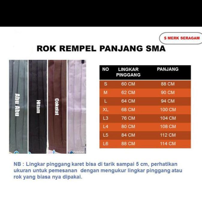 SERAGAM ROK MAXI PANJANG SPAN 1 HITAM SMA SERAGAM SEKOLAH