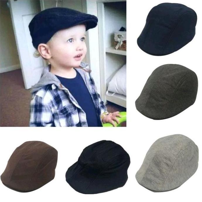 Topi Pet Anak Bahan Kaos | Flat Cap Hat | Topi Kodok | Topi Pelukis Unisex Untuk Anak 3Thn-10Thn