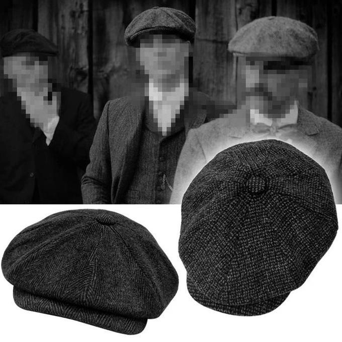 Topi Retro Octagonal Wild Hat Topi Tukang Koran Lnggris Painter Hat Avant Garde Hat Baret Biru Tua L