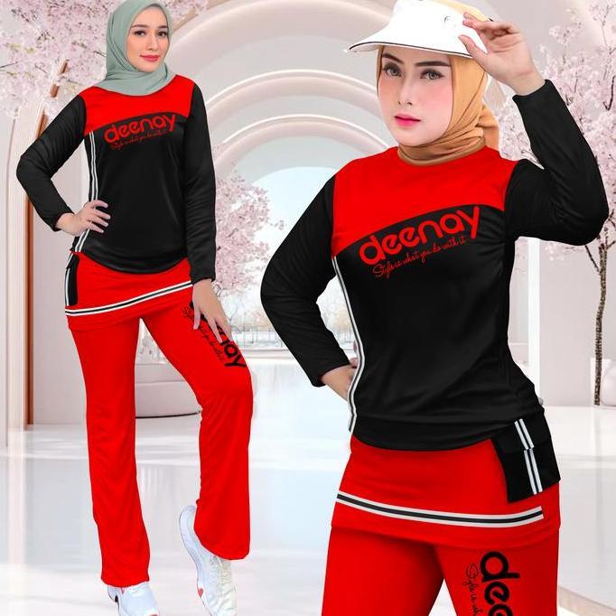 TERMURAH - Setelan Olahraga Wanita Kombinasi Rok Celana Cargo Sporty Deenay Set Training Viral Onese